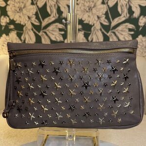 Jimmy Choo Authentic Star-Studded Clutch - Gray and Gold